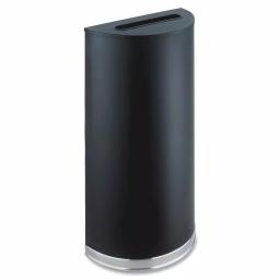 Safco 12.5 Gal. Matte Black Half-Round Steel Trash Can with 3 Interchangeable Lids thumbnail 2