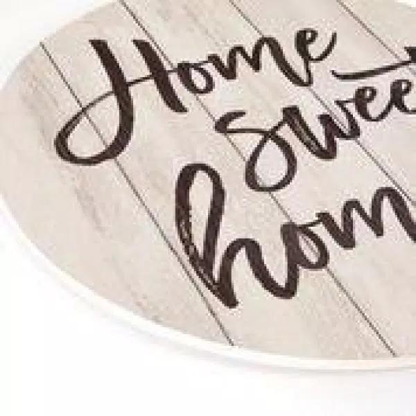 P Graham Dunn Home Sweet Home Oversized Washed White Wood Wall Decor - Rustic Circular Barrel Lid Style Sign
