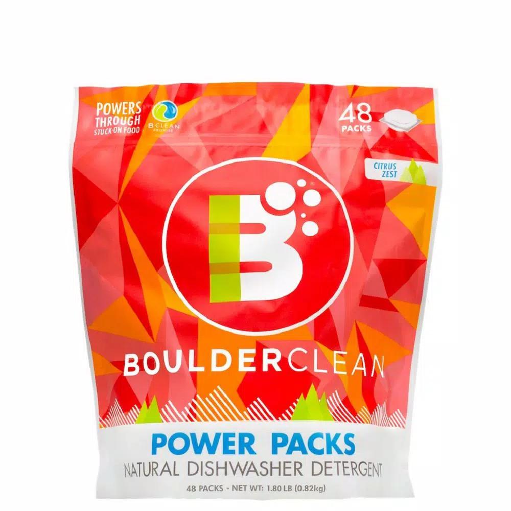 BOULDER CLEAN Clean Natural Dishwasher Detergent Power Packs Citrus Zest, 48-Count