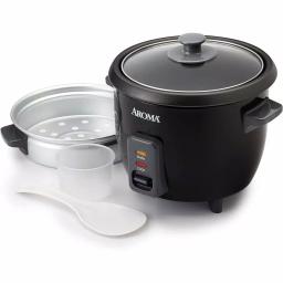Aroma 6-Cup Rice Cooker and Food Steamer with Removable Steam Tray, Black thumbnail 3