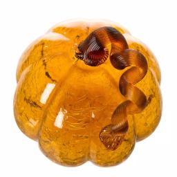 Glitzhome Amber Crackle Glass Pumpkin Set of 2, Handmade Indoor Tabletop Decor thumbnail 6