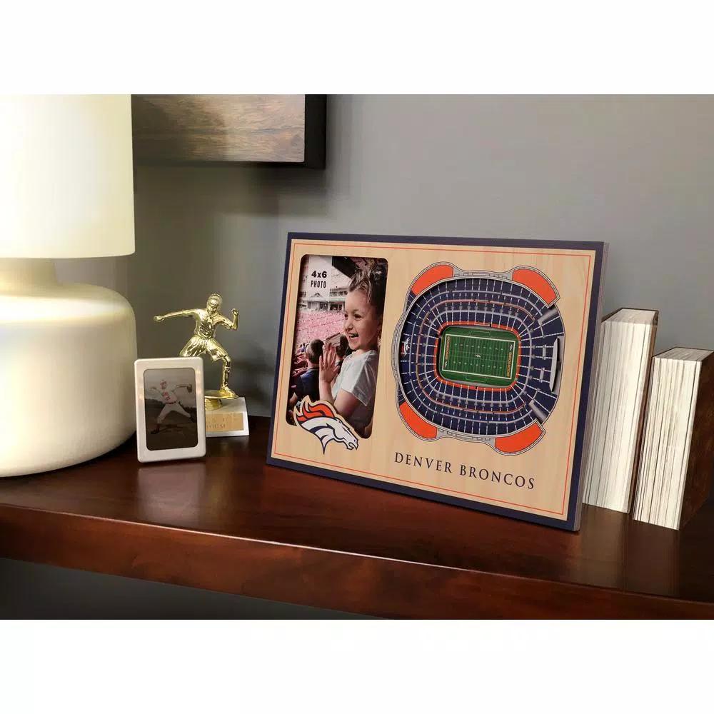 YouTheFan NFL Denver Broncos StadiumView 3D Picture Frame - 4x6 Wood Grain Photo Frame