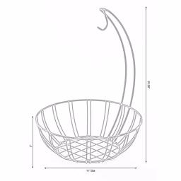 Basicwise Wire Metal Fruit Basket Holder with Integrated Banana Hanger - Black thumbnail 5