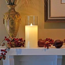 LUMABASE 10 in. Glass Hurricane LED Flameless Candle with Moving Flame, Battery Operated thumbnail 4