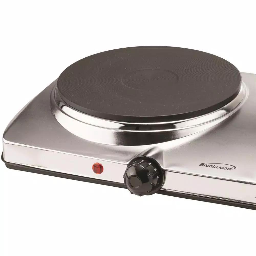 Brentwood Appliances 1440W 2-Burner Silver Electric Hot Plate