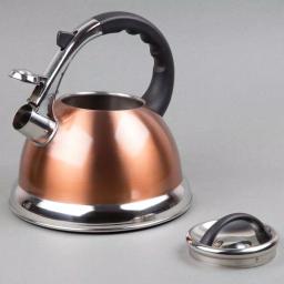 Creative Home Camille 3.0 Qt. Stainless Steel Whistling Tea Kettle with Aluminum Capsulated Bottom, Metallic Copper thumbnail 5