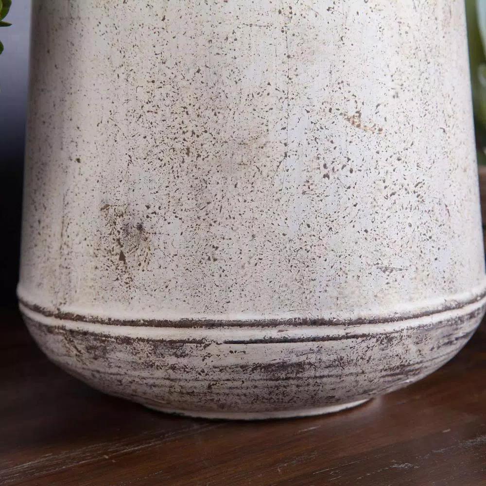 Winsome House 2-Piece White Metal Roma Pitcher Vase Set - Distressed Shabby Chic Urn Style
