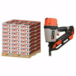 Paslode 30-Degree Brite Smooth Paper-Taped Framing Nails with Compact Framing Nailer Pallet Deal thumbnail 1