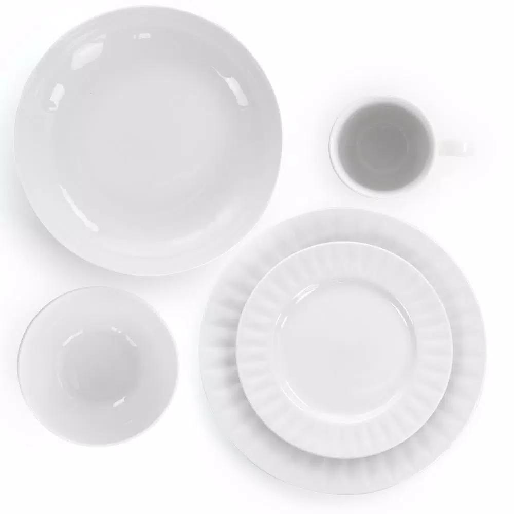 Elama Sienna White Porcelain 18-Piece Dinnerware Set, Service for 4