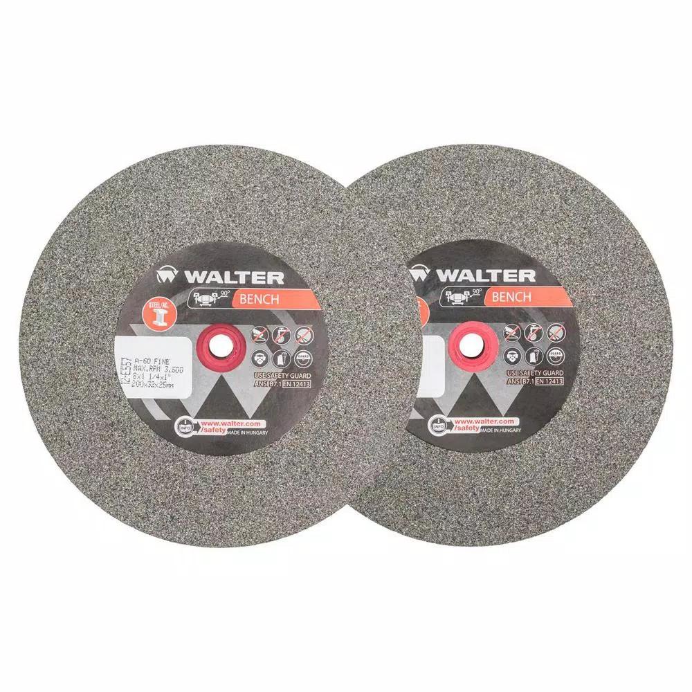 WALTER SURFACE TECHNOLOGIES 8 in. Aluminum Oxide 60 Grit Bench Grinding Wheel with Reducer Bushings