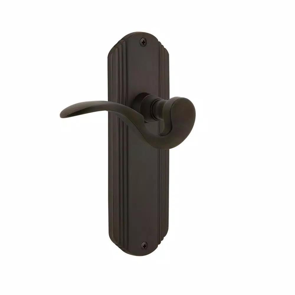 Nostalgic Warehouse Manor Passage Lever, Deco Plate, Oil-Rubbed Bronze