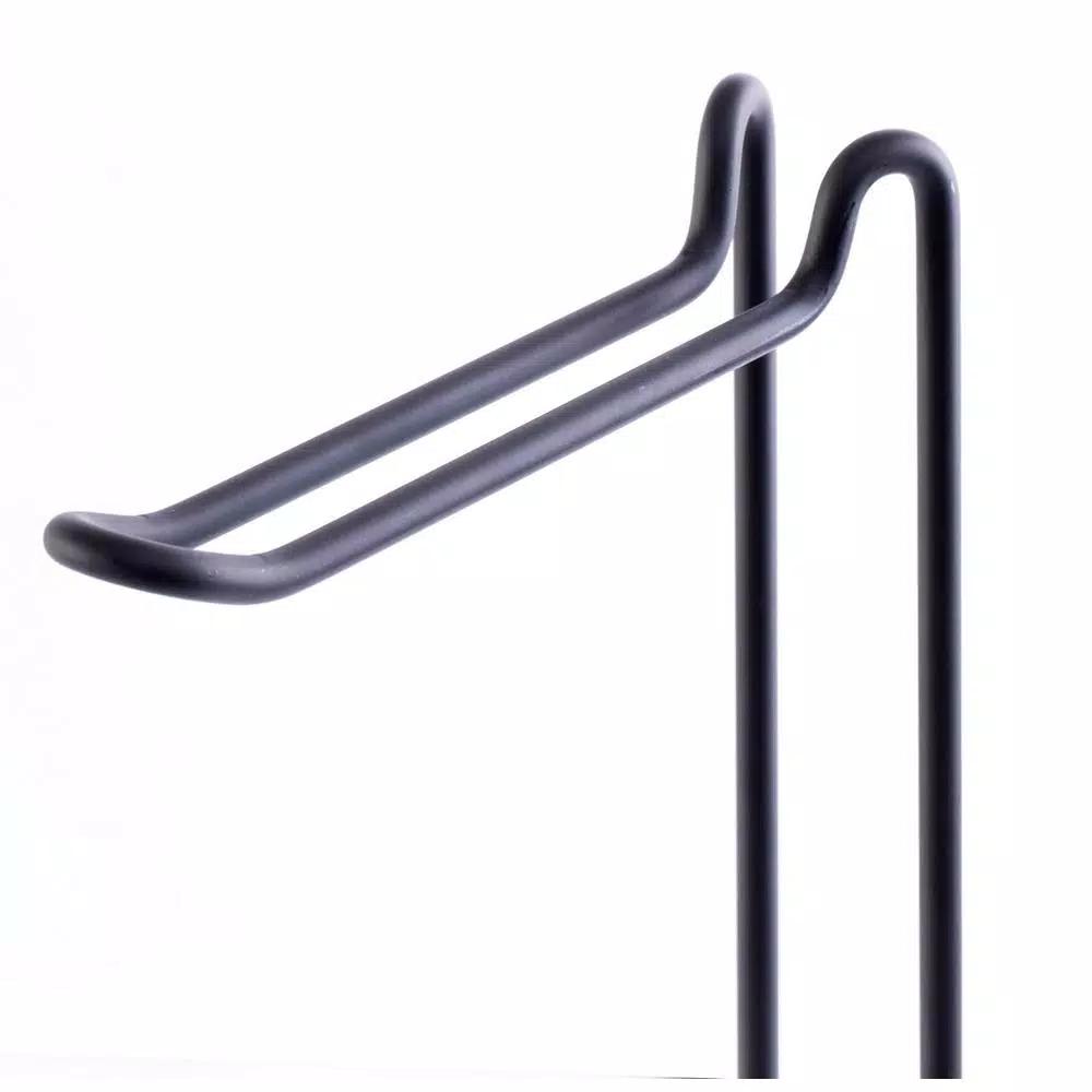 Basicwise Black Metal Toilet Paper Holder and Magazine Rack, Freestanding Dual-Purpose Bathroom Storage