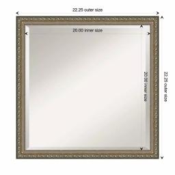 Amanti Art Parisian 22 in. Square Beveled Edge Wood Framed Bathroom Vanity Mirror, Silver Pewter thumbnail 5