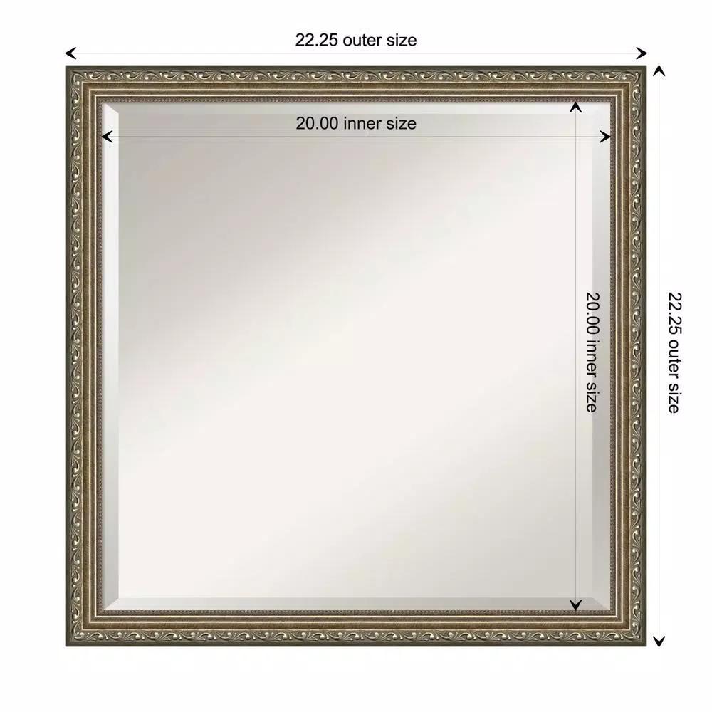 Amanti Art Parisian 22 in. Square Beveled Edge Wood Framed Bathroom Vanity Mirror, Silver Pewter