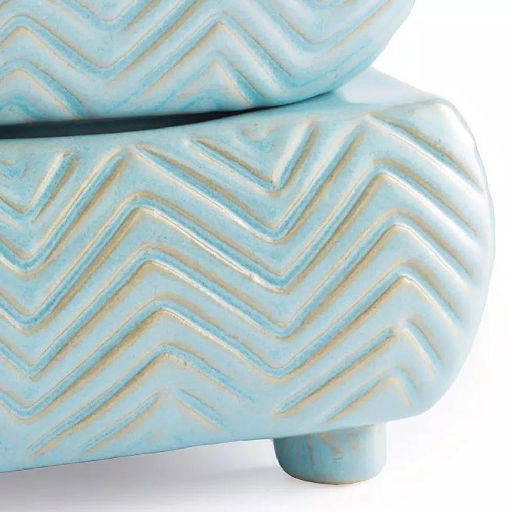 Candle Warmers Etc 5.2 in. Chevron 2-in-1 Classic Fragrance Warmer - Sky Blue Reactive Glaze