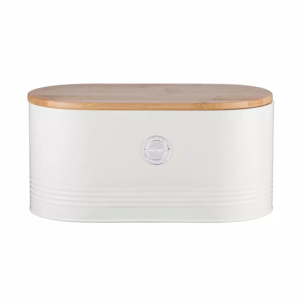 Typhoon Living Cream 7.7 Qt. Bread Bin with Sustainable Bamboo Lid