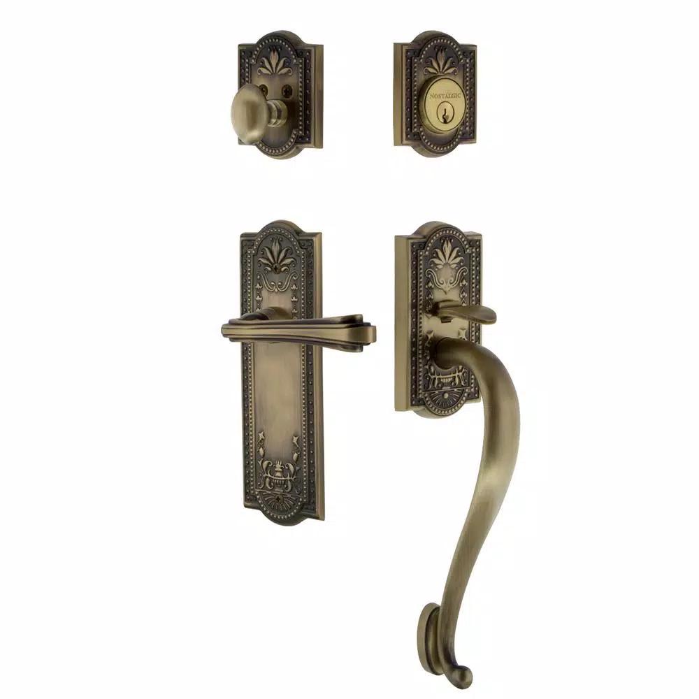 Nostalgic Warehouse Meadows Fleur Door Lever Entry Set - Antique Brass