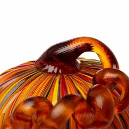 Glitzhome Multi-Striped Glass Short Pumpkin Set - 100% Handmade Glass Tabletop Decoration thumbnail 4
