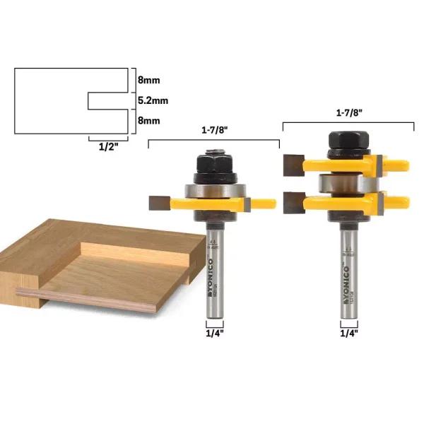 Yonico 1/4 in. Shank Carbide Tipped Tongue and Groove Router Bit Set for 1/4 in. Plywood (2-Piece)