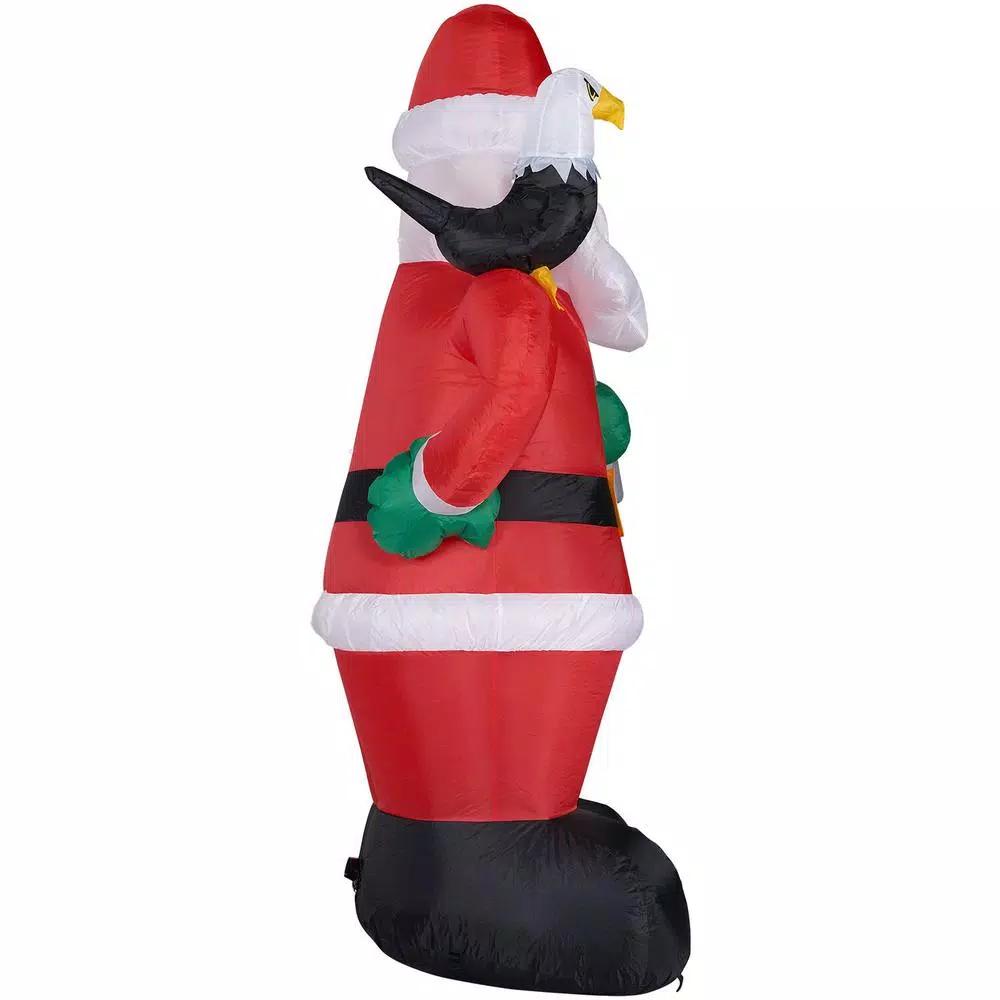 Fraser Hill Farm 8 ft. Americana Santa with Bald Eagle & American Flag Christmas Inflatable with Lights