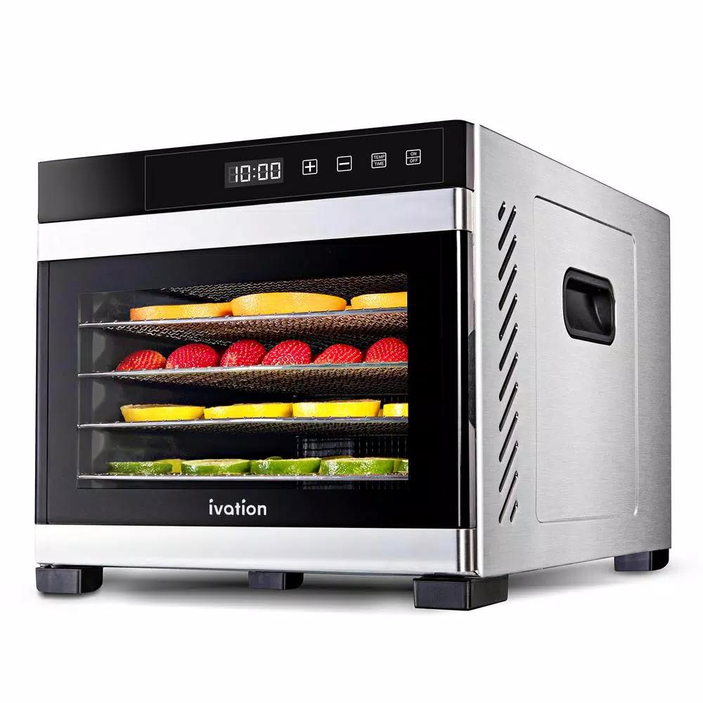 Ivation 6-Tray Stainless Steel Electric Food Dehydrator, 600W with Digital Timer and Temperature Control