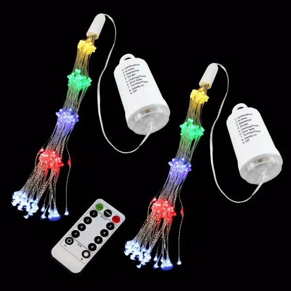 LUMABASE 200-LED Multi-Color Starburst Fairy Lights with Remote Control, Battery Operated, Set of 2