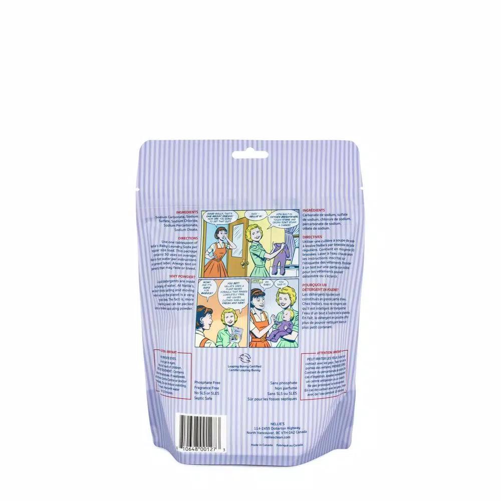 NELLIE'S Baby Laundry Soda Pouch - Plant-Based Hypoallergenic Laundry Powder