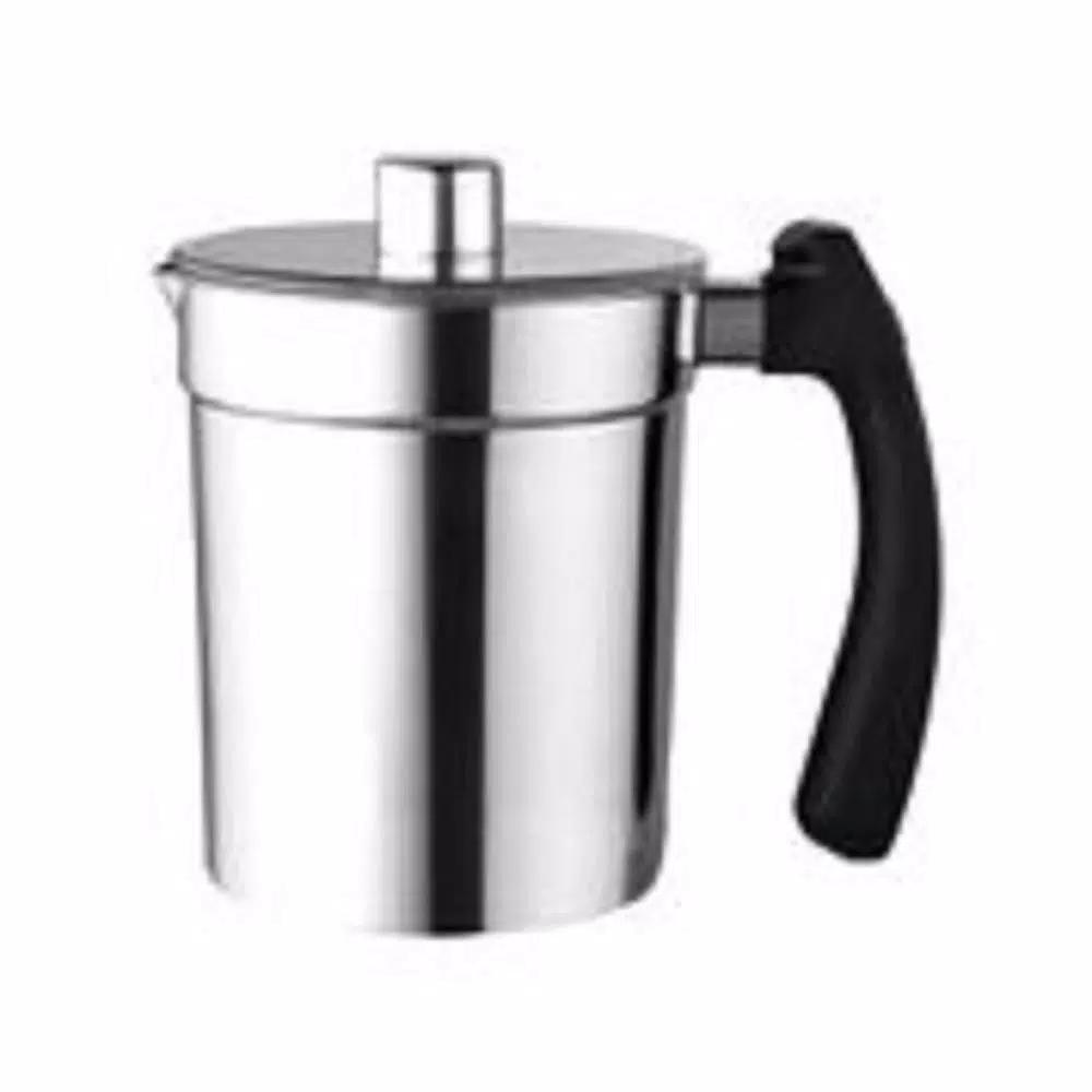 Kalorik Electric Milk Frother, 13.5 oz. Stainless Steel Frothing Vessel, White and Stainless Steel