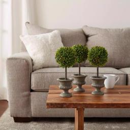 Pure Garden 12.5 in. Faux Boxwood Topiary Arrangement with Decorative Urn, Set of 3 thumbnail 5
