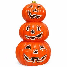 Costway 11 in. Orange Ceramic LED Halloween Pumpkin Lantern, Battery Powered Tabletop Decor thumbnail 1