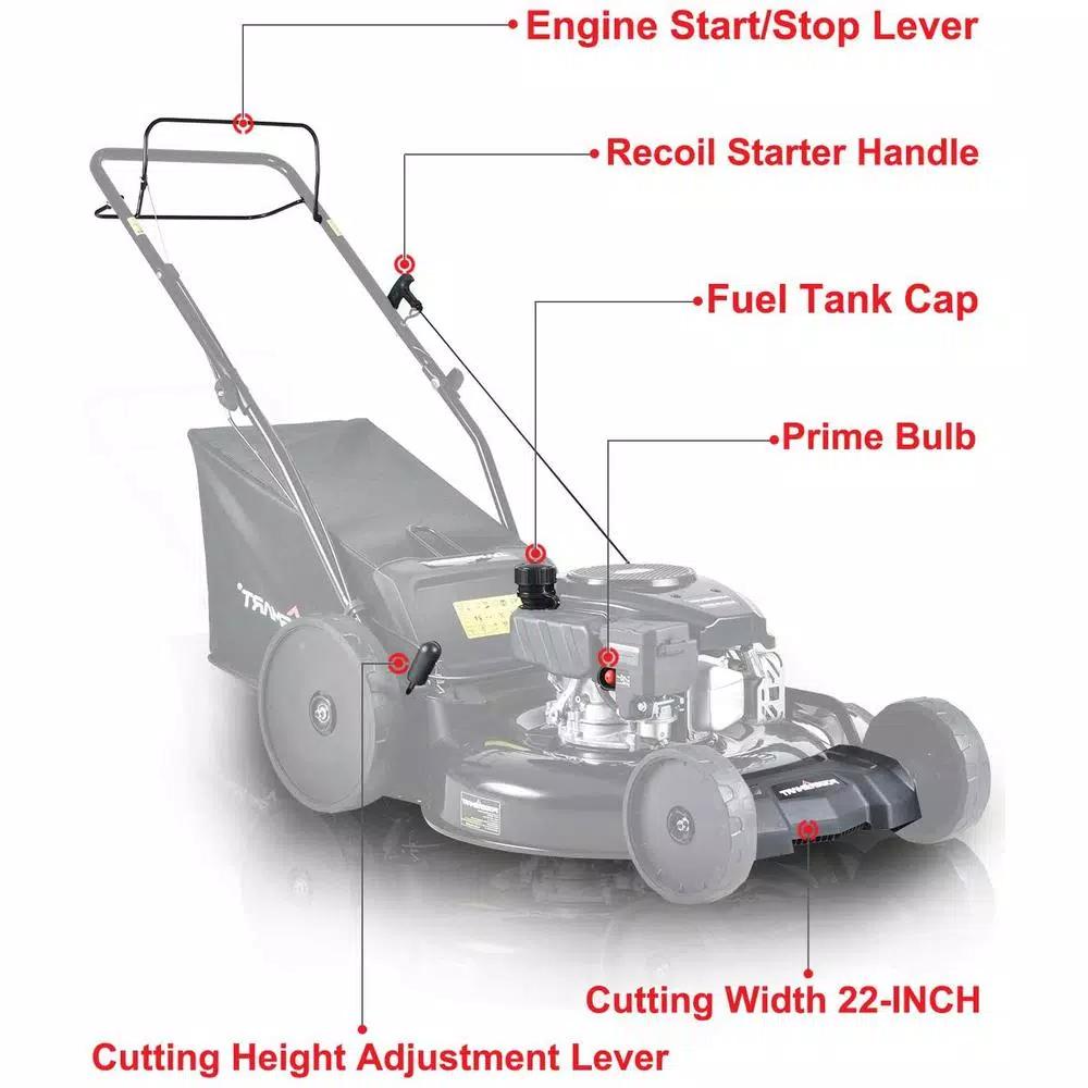 PowerSmart Power Smart 22 in. 3-in-1 Self-Propelled Gas Lawn Mower, 170 cc Engine, Rear-Wheel Drive