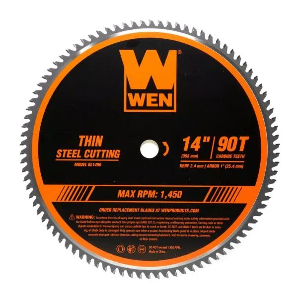 WEN 14 in. 90-Tooth Carbide-Tipped Metal Saw Blade for Thin Steel