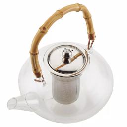 BonJour Tea Handblown Glass Zen Teapot with Stainless Steel Infuser and Bamboo Trivet, 34-Ounce thumbnail 2