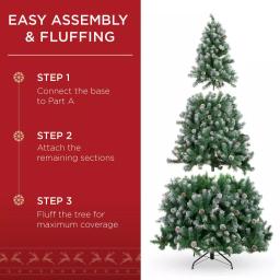 Best Choice Products 9 ft. Unlit Flocked Virginia Pine Artificial Christmas Tree with Pine Cones and Holly Berries thumbnail 4