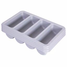 Basicwise Grey 4-Compartment Commercial Cutlery Holder Drawer Organizer, Set of 4 thumbnail 2