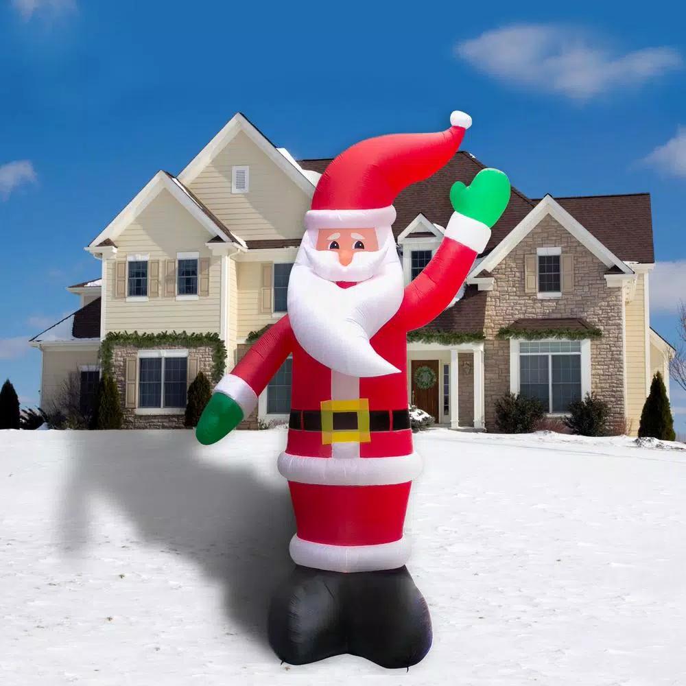 Fraser Hill Farm 20 ft. Pre-Lit Traditional Santa Christmas Inflatable