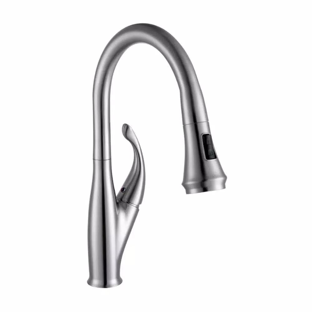 Vanity Art Chrome Single-Handle Pull-Down Kitchen Faucet with 360 Degree Swivel Spout