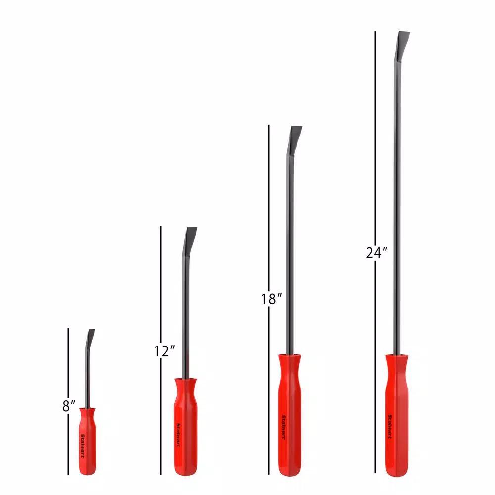 Stalwart 4-Piece Steel Pry Bar Set with Angled Chisel Ends