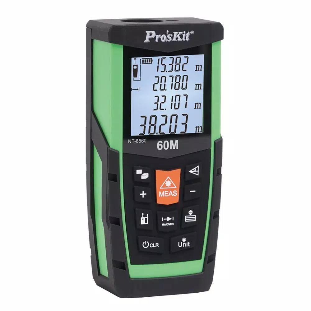 Pro'sKit 60m Laser Distance Measurer - Digital Range Meter with IP54 Dust & Spray Protection
