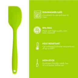 Ovente Premium Silicone Spatula with Stainless Steel Core, Heat Resistant up to 500°F, BPA-Free, Green thumbnail 2