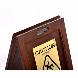 Alpine Industries 24 in. 2-Sided Brass Plated Wooden Bilingual Wet Floor Sign thumbnail 5