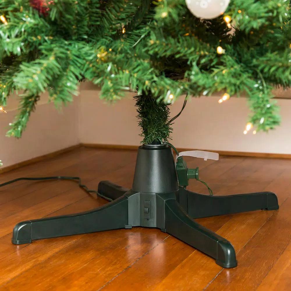 Best Choice Products Rotating Artificial Christmas Tree Stand for Trees up to 7.5 ft, 80 lbs Capacity, 3 Built-in Outlets, Black