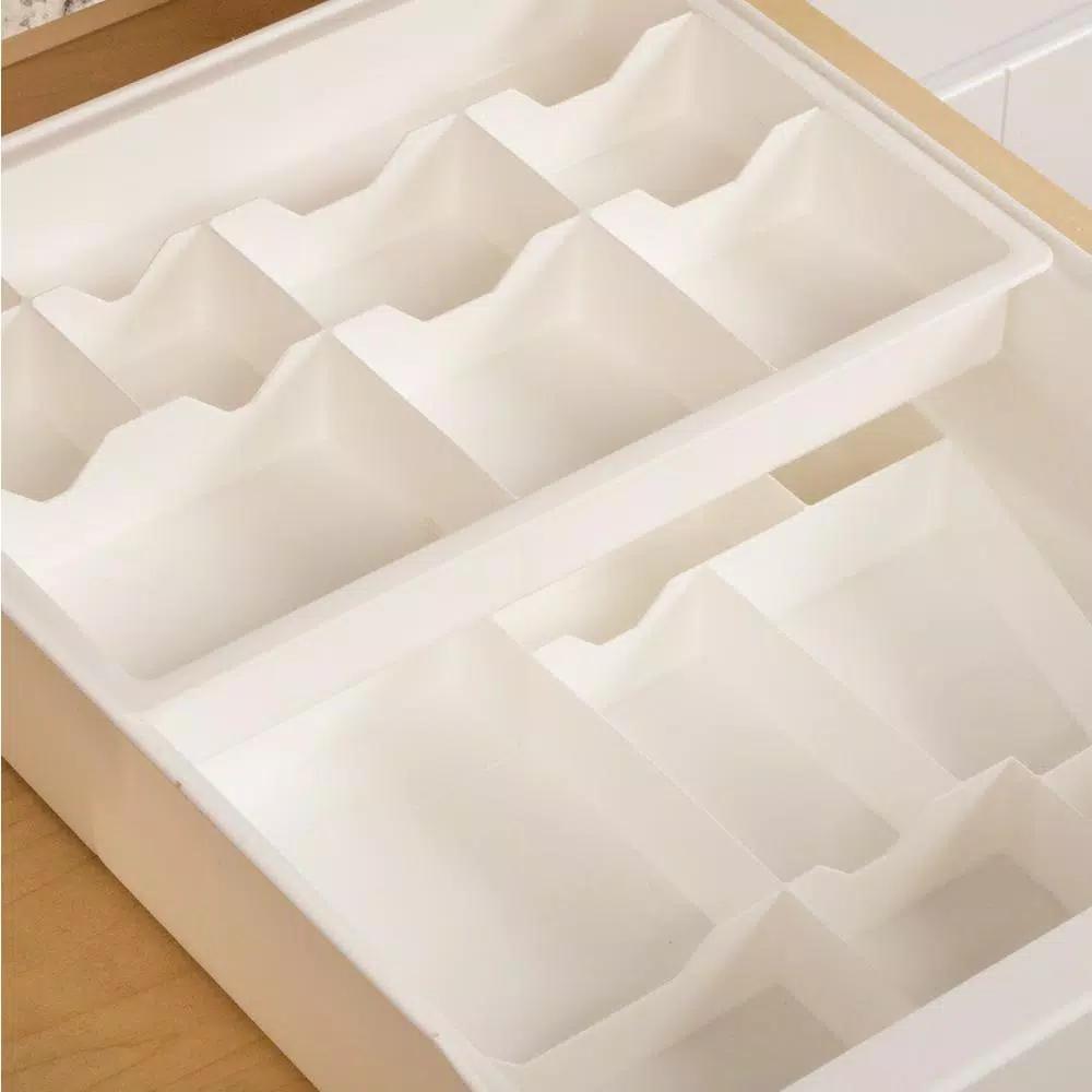 Real Solutions for Real Life White 6-Compartment 2-Tier Drawer Organizer for Office, Craft, and Kitchen Supplies