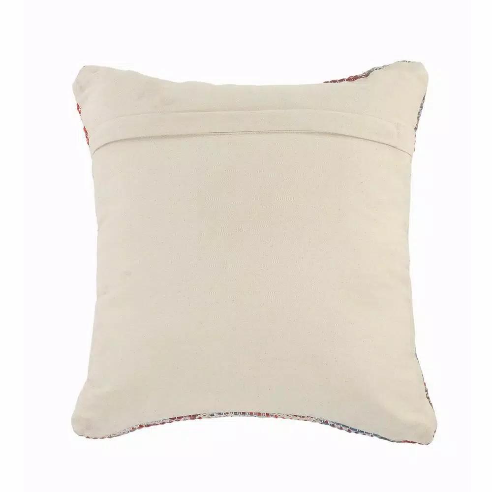 LR Home Southwestern Red Blue Gray Graphic Throw Pillow - 18 x 18 in. Cotton Square Accent Pillow