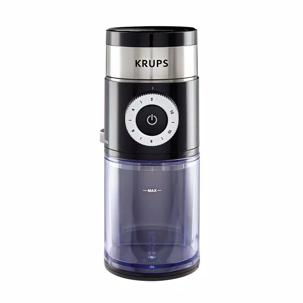 Krups GX5000 Professional Burr Coffee Grinder, 8 oz. Black Stainless Steel with 9 Grind Settings