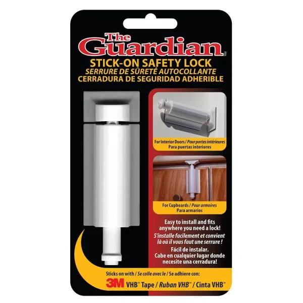 Cardinal Gates Guardian Stick-On Safety Lock (2-Pack) - Adhesive Child Safety Lock for Glass Doors & Windows
