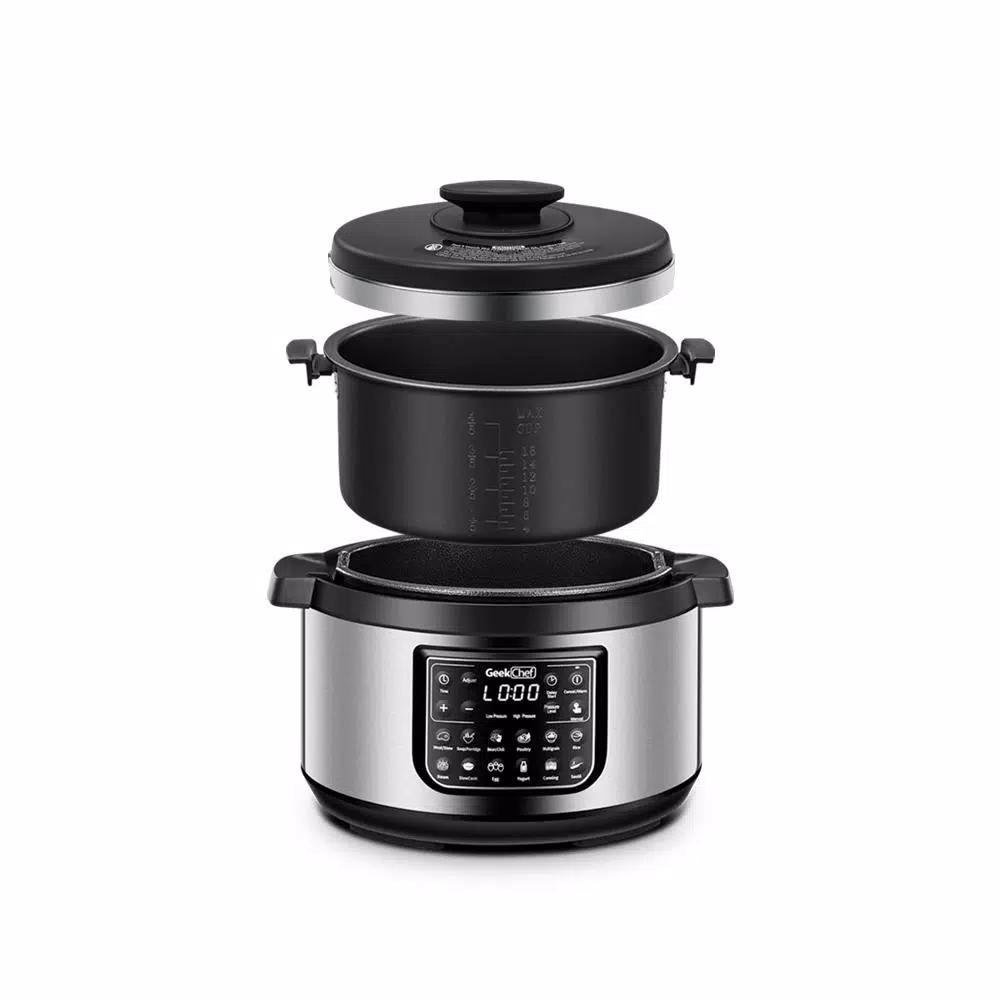 Boyel Living Geek Chef 8 Qt. Stainless Steel 12-in-1 Programmable Electric Pressure Cooker with Oval Non-Stick Pot