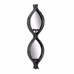 LITTON LANE Eclectic Figure Eight Black Metal Mesh Wall Sconces with Mirror Inlays, Set of 2 thumbnail 3