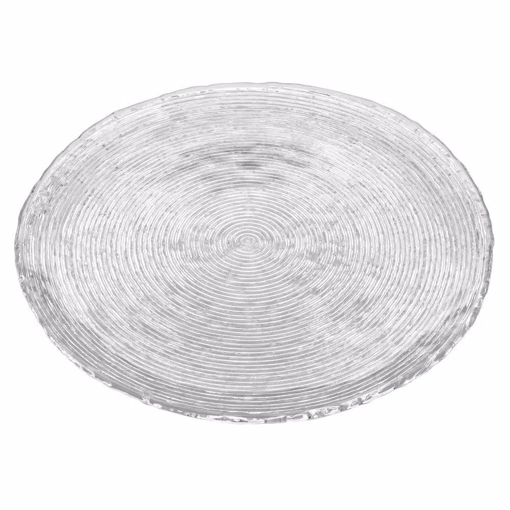 Noritake Hammock 14.5 in. Round Glass Serving Platter, Clear