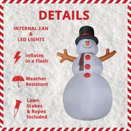 Fraser Hill Farm 20 ft. Jolly Snowman Christmas Inflatable with RGB Lights thumbnail 4